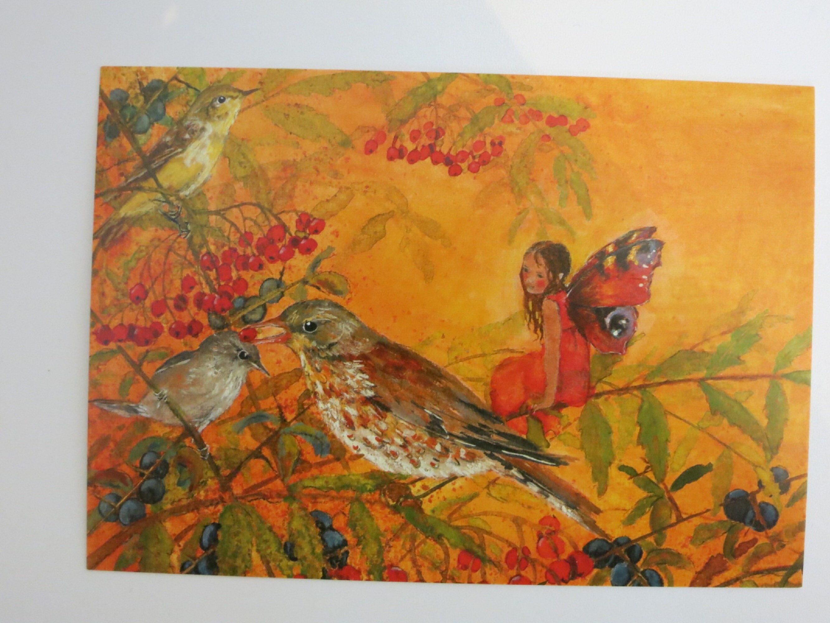 スプリング Elf With Bird - Seasonal Table - Postcard - Autumn - Waldorf
