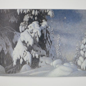 Clair de lune en hiver - carte postale pour la table saisonnière - forêt d'hiver - hiver - neige - Waldorf- réf.