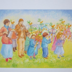 Processione della Domenica delle Palme - cartolina per la tavola stagionale - Waldorf - Pentecoste - Primavera - articolo per bambini FRPK214