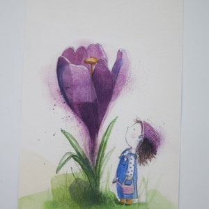 Crocus - cartolina per la tavola stagionale - primavera - Waldorf - codice articolo FRPK64