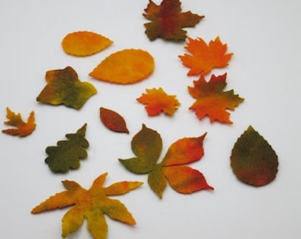 Autumn leaves made of wool felt - 13 pieces - Table decoration - Decoration for the seasonal table - Scatter decoration autumn - Art. HE4