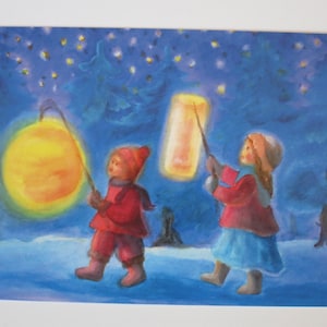 Sfilata delle lanterne - cartolina - tavola stagionale - Lanterna dell'asilo Waldorf, lanterna autunnale - articolo n.HEPK60