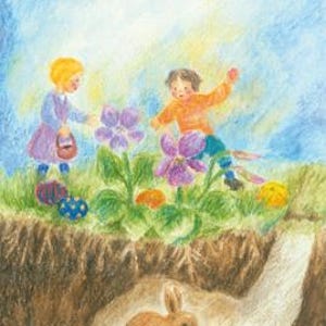 Ostern - Jahreszeitentisch - Postkarte - Waldorf - Kinder - Ostereier - Frühling- Art.Nr FRPK200