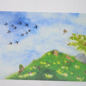 Migration des oiseaux en mai - Carte postale pour la table saisonnière - Waldorf - Printemps - Oiseaux migrateurs - Numéro d'article FRPK203