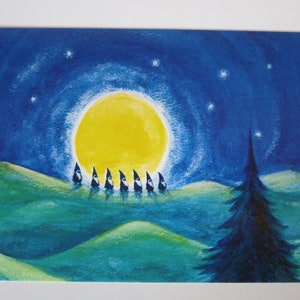 Gnome au clair de lune - carte postale pour la table de saison - été - Waldorf - Art.