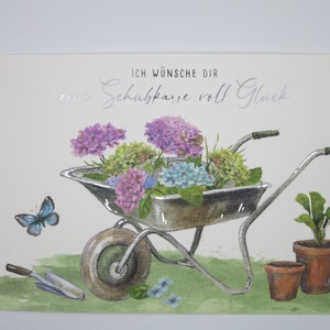 Carriola piena di felicità - biglietto di congratulazioni - cartolina - biglietto di compleanno - fiori - articolo n. GRPK99