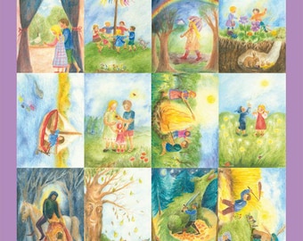 Kartenset Jahreszeitenbilder von Ilona Bock - 20 Postkarten- Jahreszeitentisch - Waldorf- Waldorf - Art. PKS31