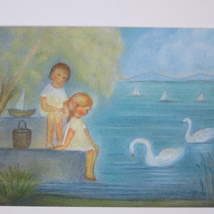 Children at the lake - season table - postcard - Waldorf