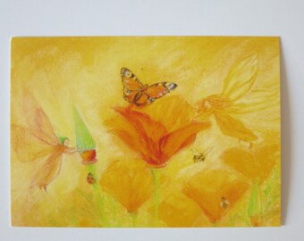 yellow butterfly - season table - Waldorf - postcard