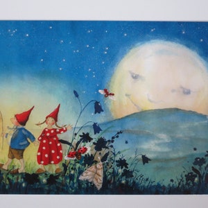 Pippa und Pelle mit Mond - Postkarte - Jahreszeitentisch - Waldorf - Herbst- Art. Nr.HEPK116