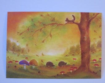 Autumn forest - postcard - seasonal table - Waldorf