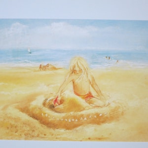 Costruire un castello di sabbia - Tavolo stagionale - Waldorf - Cartolina - Spiaggia - Estate - Vacanze - Arte. SOPK66