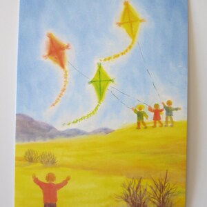 Drachensteigen  - Postkarte - Jahreszeitentisch - Waldorf - Herbst - Drachen - Kinder- Art. Nr.HEPK178