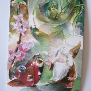 Occhio di pavone - cartolina per la tavola stagionale - estate - farfalla - Waldorf - Art. SOPK54
