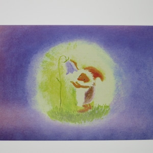 Hutzliputz con campanula - tavola stagionale - cartolina - Waldorf - gnomo - nano - primavera - Art