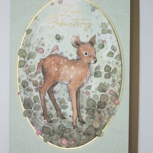 Zum Geburtstag - Kitz- Karte mit Umschlag - Glückwunschkarte - Doppelkarte- Art.Nr. GRPK45