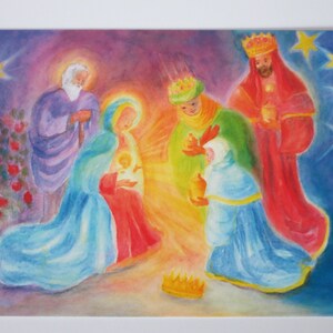 Adoration des Mages - Carte postale pour la table de Noël - Waldorf - Réf. WIPK184
