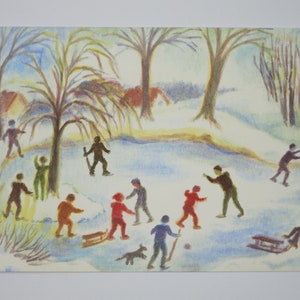 Schlittschuhläufer - Postkarte - Jahreszeitentisch - Waldorf- Winter- Art. Nr. WIPK58