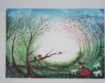 Springtime - Postcard for the seasonal table - Easter - Waldorf - Spring Art.No. FRPK285