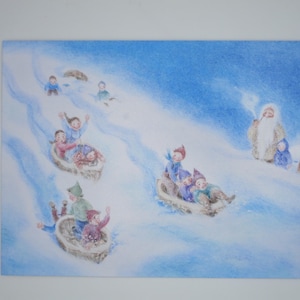 Walnuss Schalen Rennen - Postkarte - Jahreszeitentisch - Waldorf - Winter - Weihnachten Kinder- Winter- Art. Nr. WIPK426