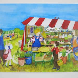 Bancarella del mercato - Cartolina per la tavola stagionale - Mercato - Waldorf - Art. SOPK253