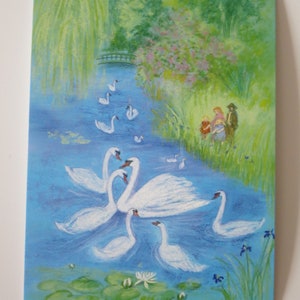Schwanenteich - Postkarte - Jahreszeitentisch - Waldorf - Sommer - Schwan -Kinder - Art. SOPK55