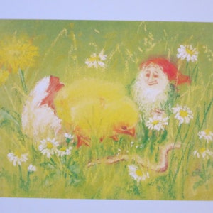 Osterzwerg - Jahreszeitentisch - Ostern - Frühling - Küken mit Ei - Waldorf - Postkarte- Art.Nr FRPK201