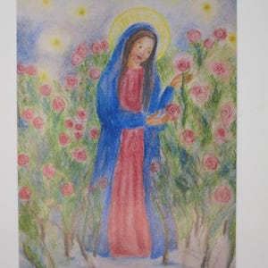 Maria nel giardino delle rose - Tavola stagionale - Cartolina - Waldorf - Natale - Avvento - Articolo n. WIPK195