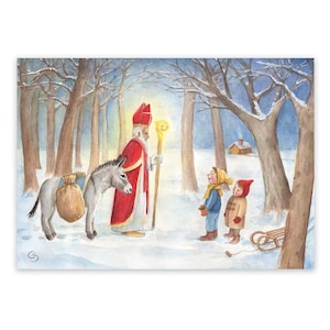 Rencontre avec le Père Noël - Carte postale - Table de saison - Waldorf - Avent - Noël - Réf. WIPK68