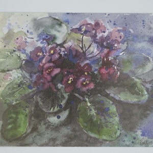 Violettes africaines - carte postale pour la table de saison - Printemps - Waldorf - Art.No. FRPK263