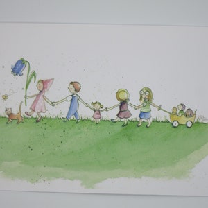 Journée de randonnée - carte postale pour la table de saison - Waldorf - randonnée avec enfants - été - Art.