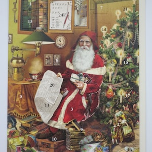 Adventskalender Karte Weihnachtsmann - Weihnachskarte mit Umschlag - Advent - Weihnachten -  Doppelkarte- Art.Nr. AK24