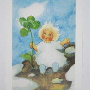 Glücksklee - Postkarte für den Jahreszeitentisch - Waldorf - Neujahr - Silvester - Grußkarte Glück- Art. Nr. WIPK248