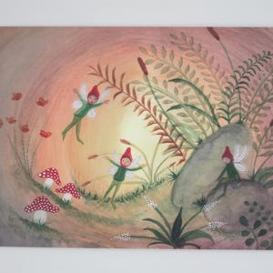 Fées Gnomes - Carte postale pour la table de saison - Waldorf - Automne - Réf. HEPK307