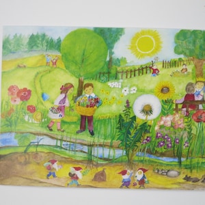 Herbes sauvages - Carte postale pour la table de saison - Waldorf - Nains - Été - Herbes - Art. SOPK102