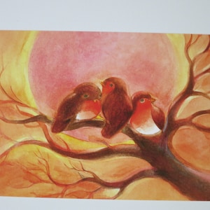 Sol de Inverno - Cartão Postal para a Mesa Sazonal - Inverno - Pássaros de Inverno - Waldorf - Art. No. WIPK132