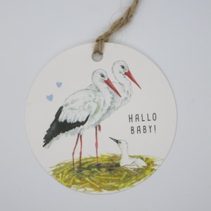 Geschenkanhänger Hallo Baby -Geschenke- Geburtstag- Storch- Art. GP50