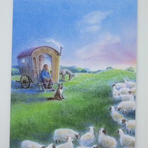 Le berger garde ses moutons - table de saison - carte postale - Waldorf - digue - mer - Art.