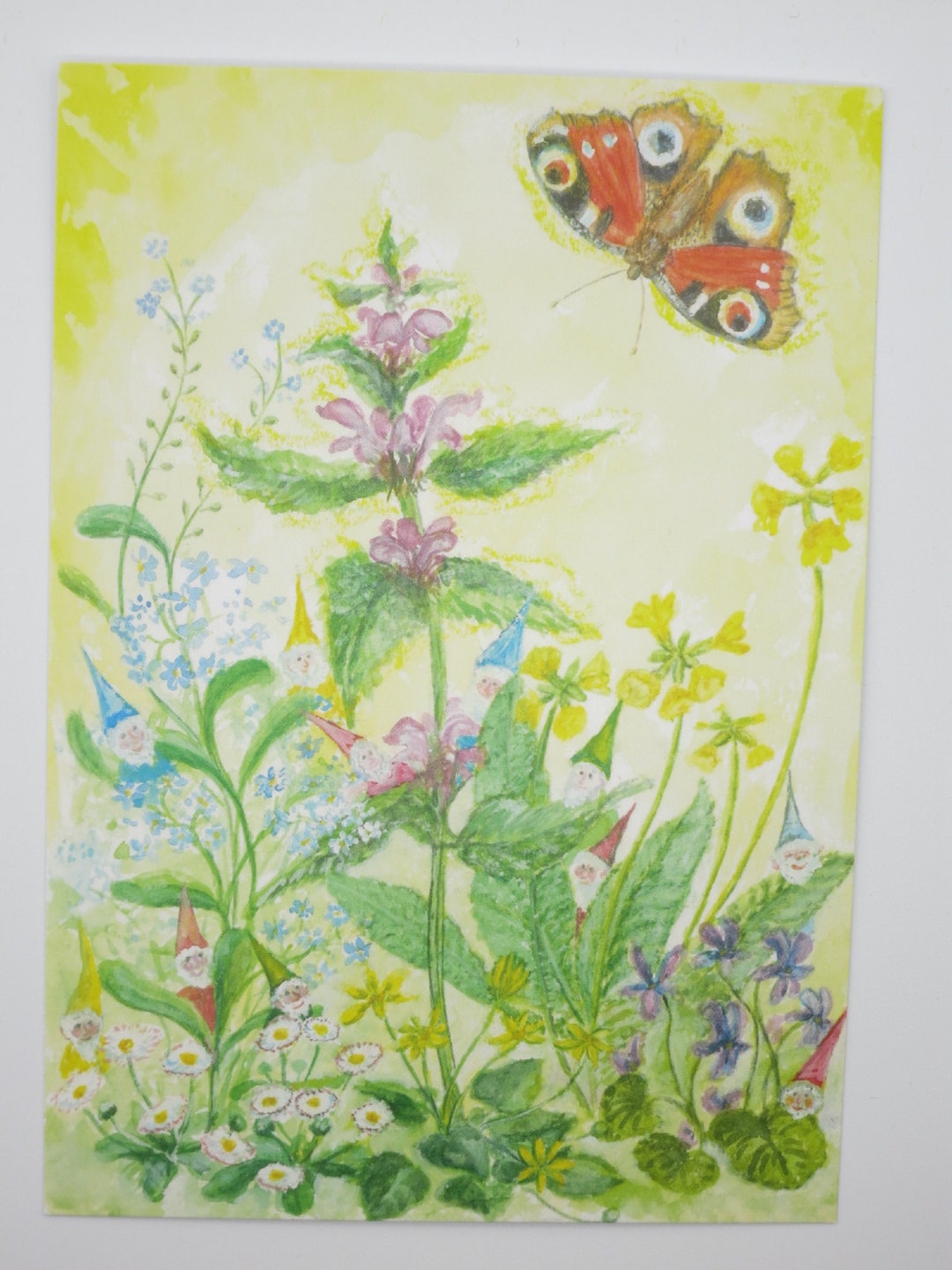 Spring Gnomes Postcard for the Seasonal Table Spring Daffodil Waldorf