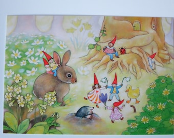 Gnomes de printemps - table de saison - carte postale - Waldorf