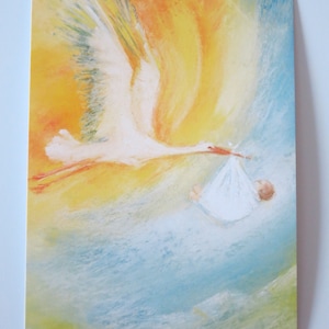 Klapperstorch - Jahreszeitentisch -  Waldorf - Postkarte - Baby - Geburt -Kind - Art.Nr FRPK10