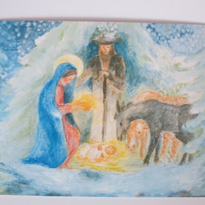 Weihnachten - Jahreszeitentisch - Postkarte - Waldorf - Advent - Krippe - heilige Familie- Art. Nr. WIPK319