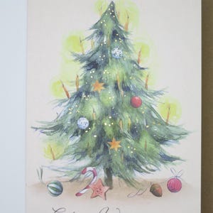 Prachtige Kerst - Kerstkaart met envelop - dubbele kaart - Kerstmis - Advent - Winter - Kerstboom - Art