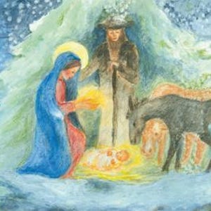 Weihnachten - Jahreszeitentisch - Postkarte - Waldorf - Advent - Krippe - heilige Familie- Art. Nr. WIPK319