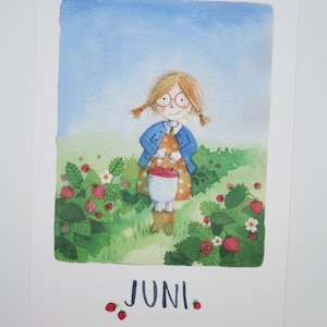 Juni - Jahreszeitentisch - Postkarte - Waldorf - Monatskarte - Sommer - Kinder - Art. SOPK344