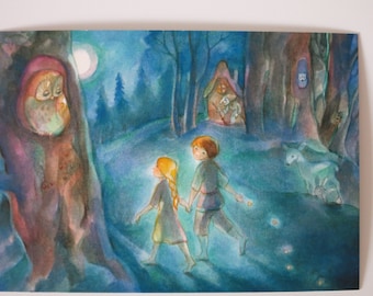 Hansel and Gretel - postcard - season table - Waldorf