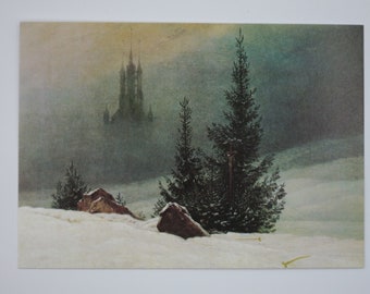 Winterlandschaft mit Kirche - Jahreszeitentisch - Postkarte - Waldorf