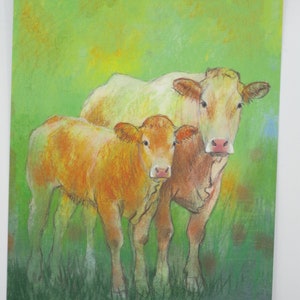 Zwei Kühe - Jahreszeitentisch - Postkarte - Waldorf- Sommer-Kuh- Art.Nr FRPK36