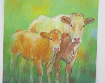 Zwei Kühe - Jahreszeitentisch - Postkarte - Waldorf