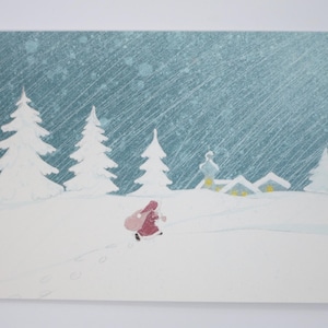 Der Weihnachtsmann kommt - Postkarte groß - Weihnachten - Advent - Schnee - Waldorf - Nikolaus- Art. Nr. WIPK389